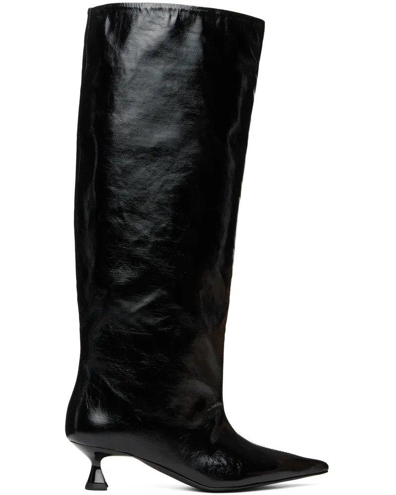 Ganni Black Soft Slouchy High Shaft Boots 099