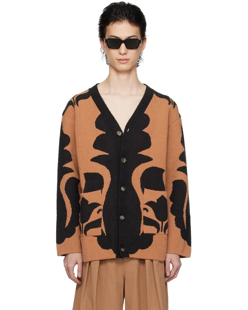 Nanushka Brown & Black Boan Cardigan Brown