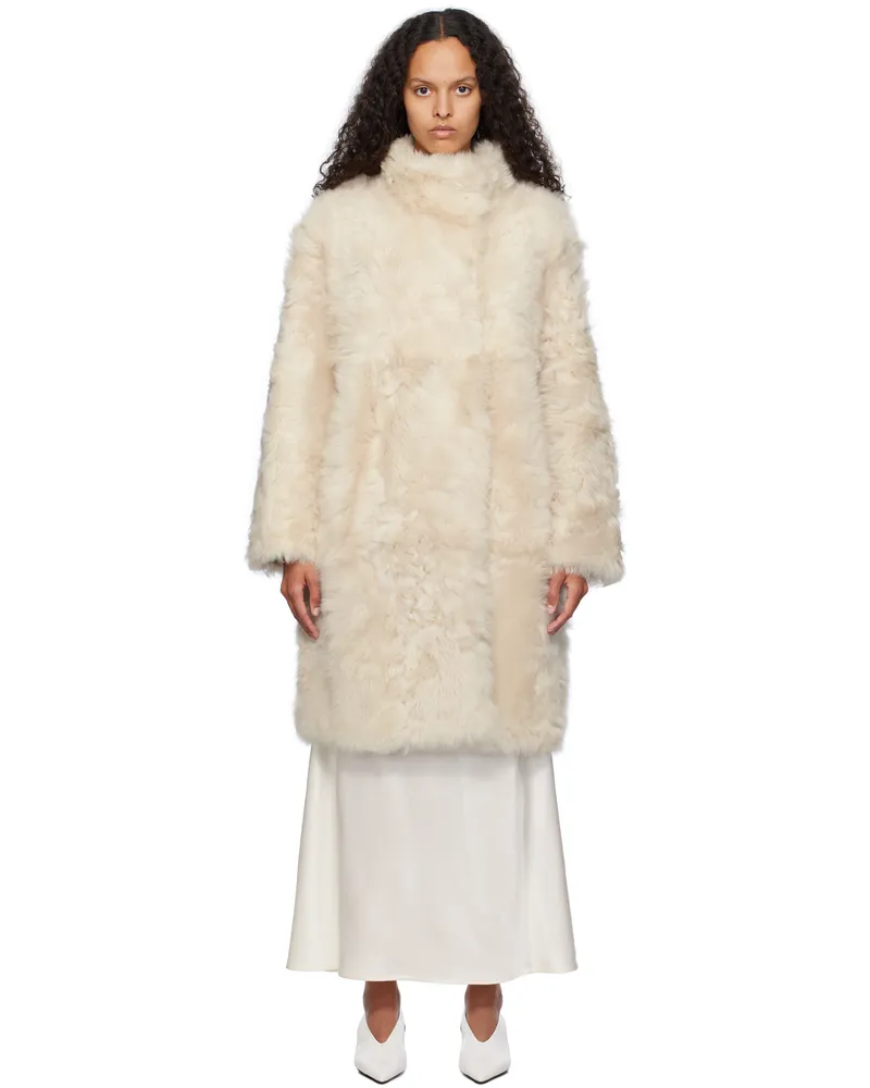 Yves Salomon Off-White Toscana Folk Reversible Shearling Jacket A1006