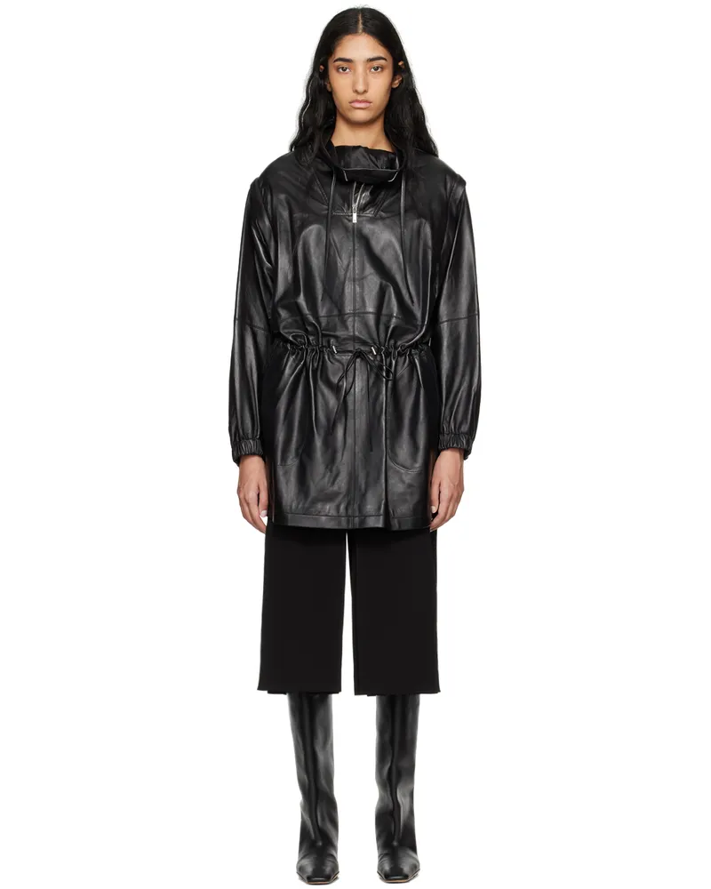 Helmut Lang Black Gusset Leather Minidress Black