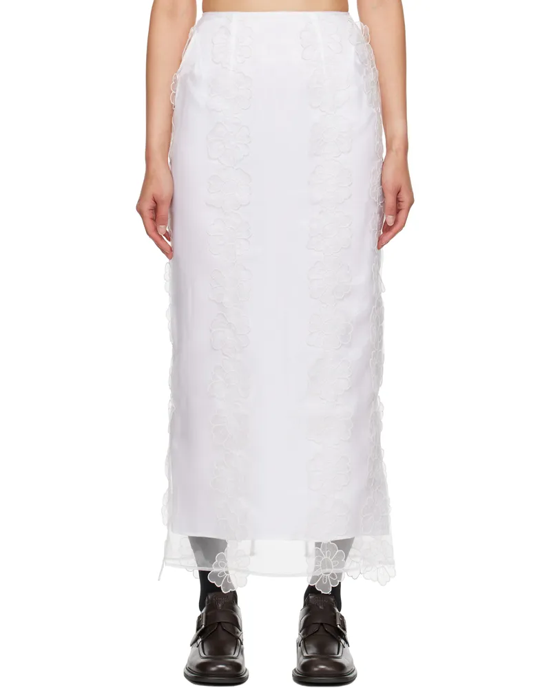 Cecilie Bahnsen White Olympia Midi Skirt White