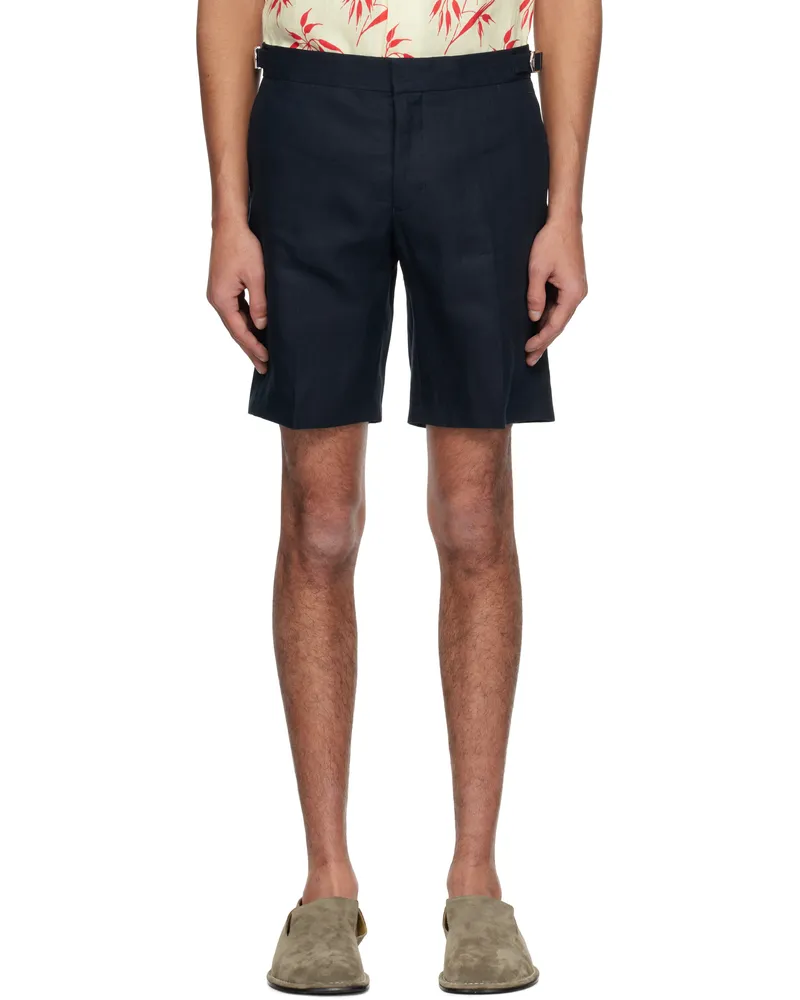 Orlebar Brown Navy Norwich Italian Linen Shorts Night