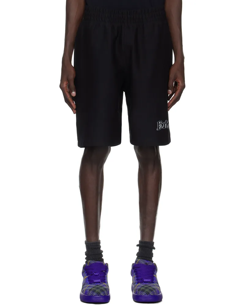 Burberry Black Logo Cotton Shorts Coal