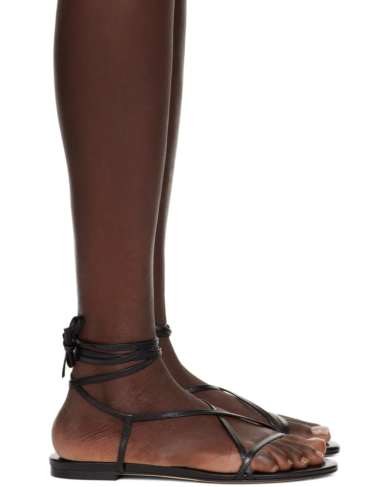 aeyde Black Penny Flat Sandals Black