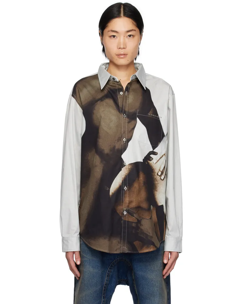 Y/PROJECT Gray Body Collage Shirt White