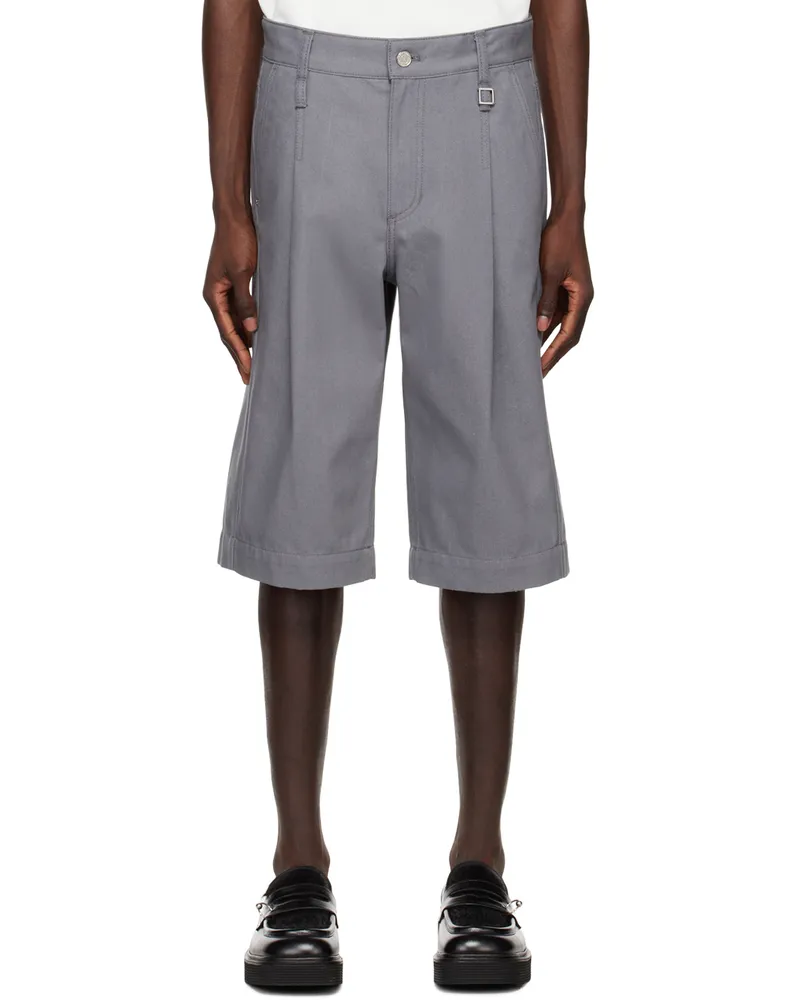 Wooyoungmi Gray Pleated Shorts Grey