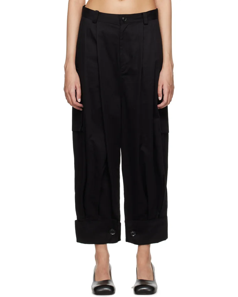 Yohji Yamamoto Black Bellows Pocket Trousers 3