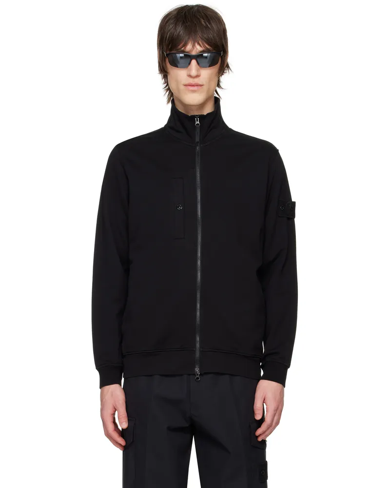 Stone Island Black Cotton Stretch Zip Up Jacket V0029