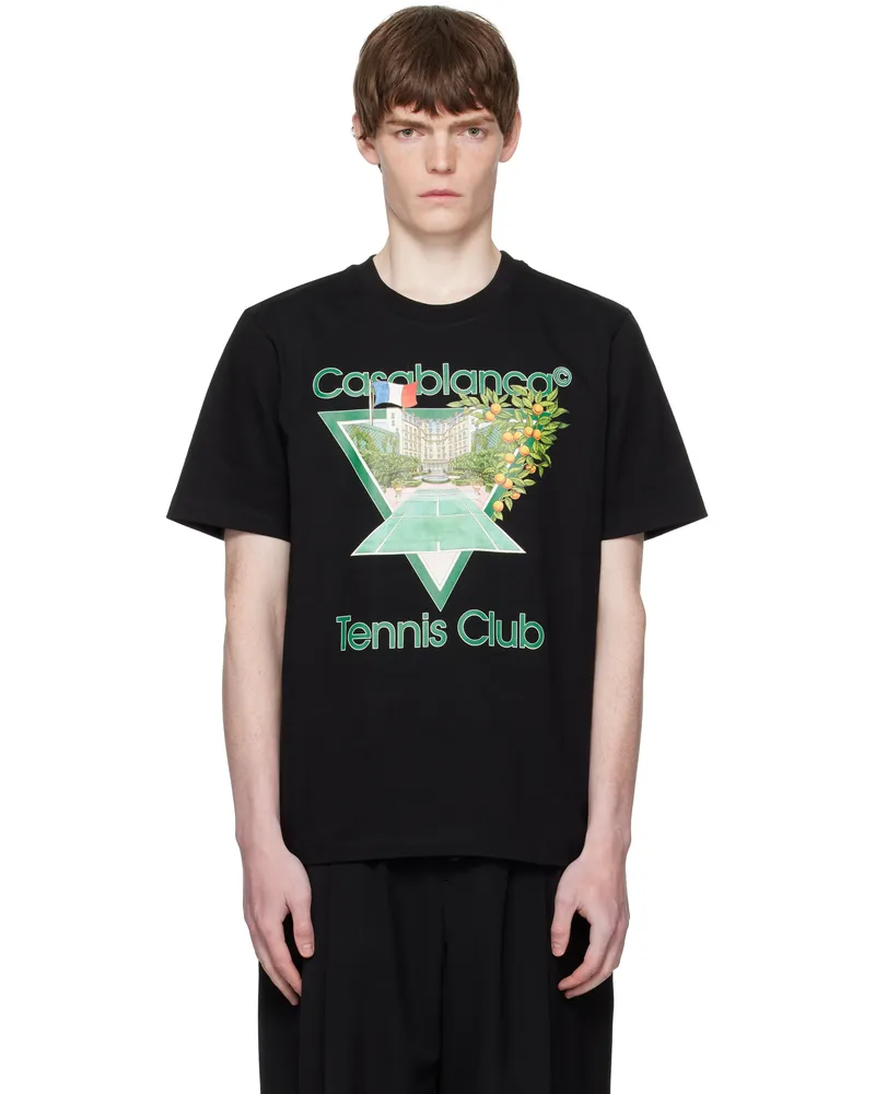 Casablanca Paris Black 'Tennis Club' Icon Short-Sleeve T-Shirt Black