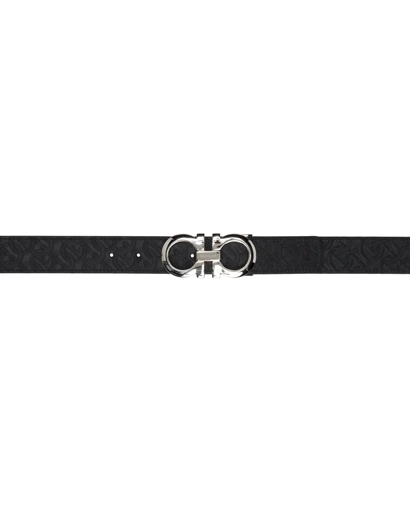 Ferragamo Black Gancini Reversible Belt Nero