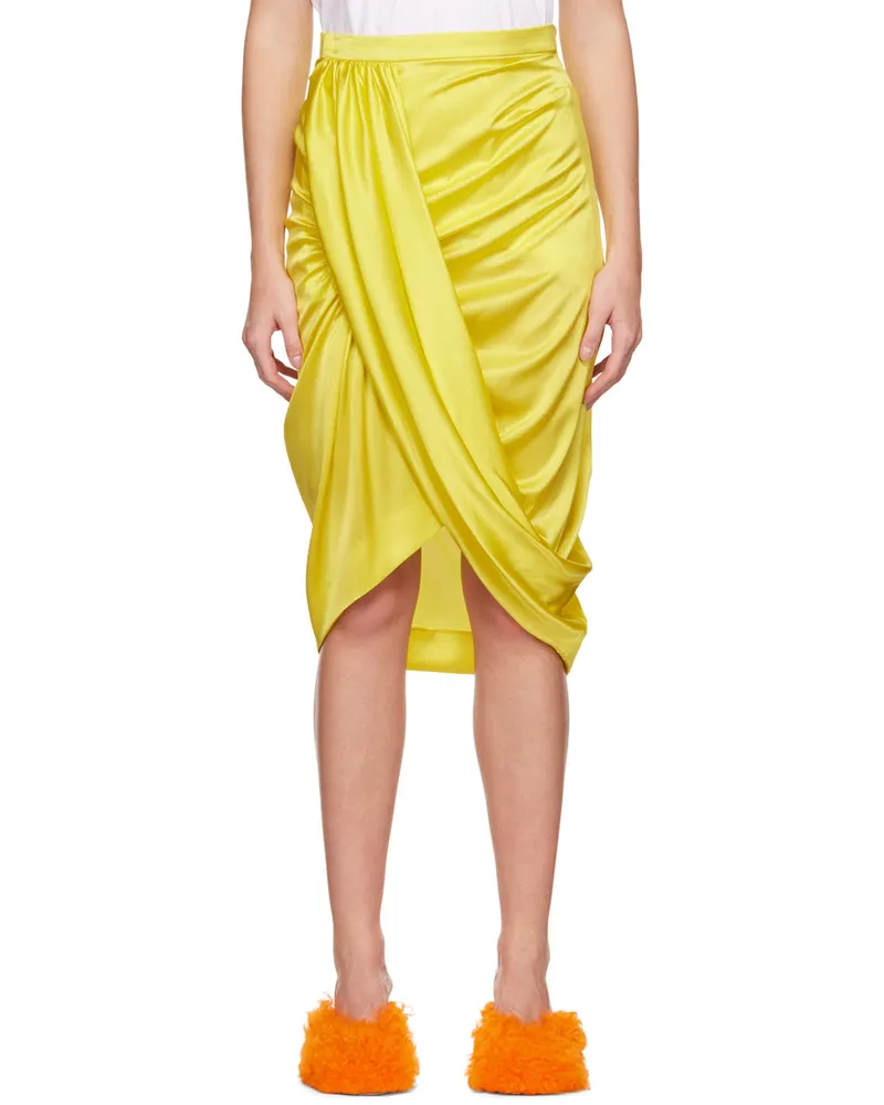 Dries van Noten Yellow Draped Midi Skirt 202