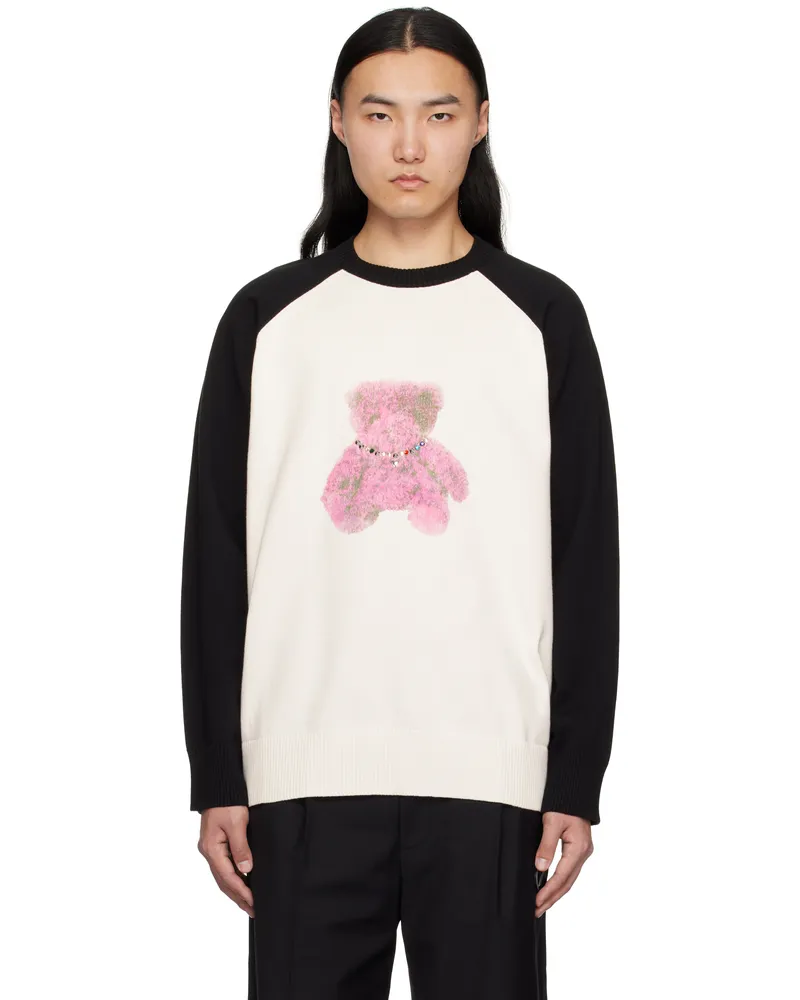 WE 11 DONE Black & White Raglan Knit Sweater Black