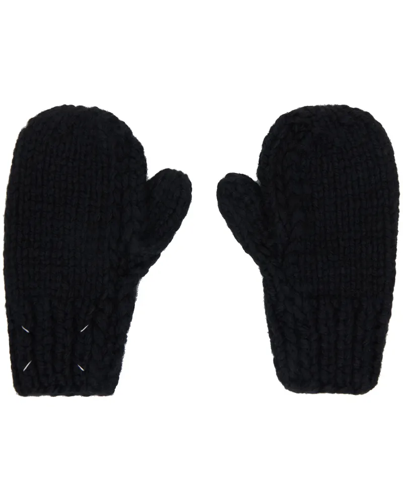 Maison Margiela Black Childish Stitches Mittens 900