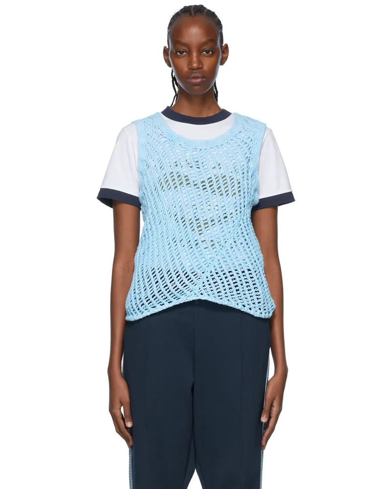 Nicholas Daley Blue Cotton Tank Top Powder
