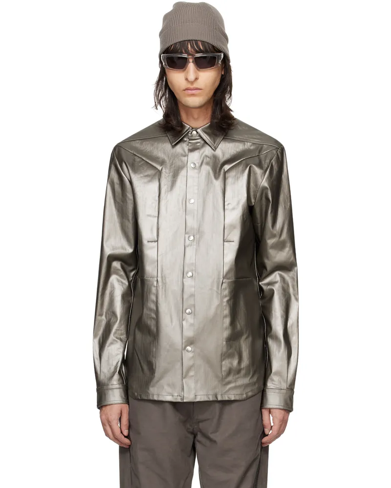 Rick Owens Gunmetal Fogpocket Denim Shirt 68