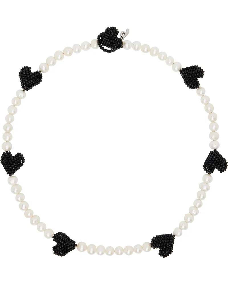 PURA UTZ White Multi Black Heart Necklace Black