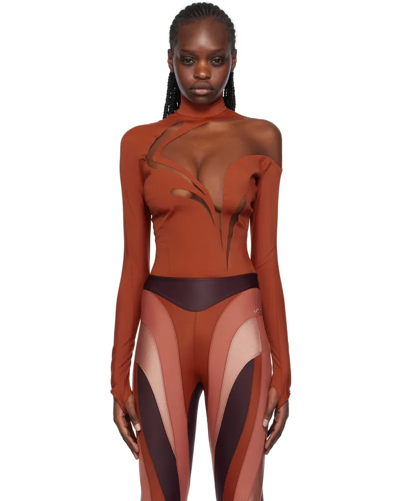 Thierry Mugler Tan Swirly Bodysuit B71n2