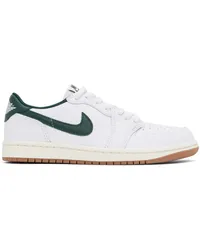 Nike White & Green Air Jordan 1 Retro Low OG Sneakers White