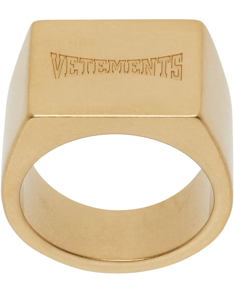 VETEMENTS Boxing Logo Signet Ring Gold