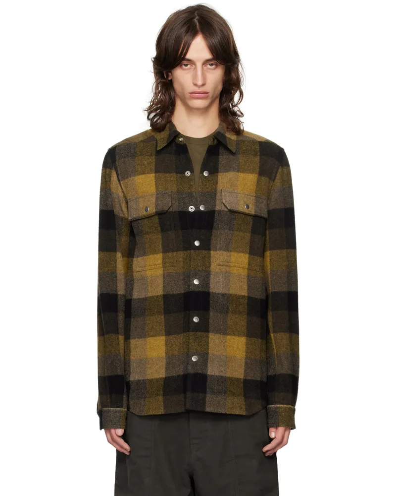 Rick Owens Tan Porterville Check Shirt 62p