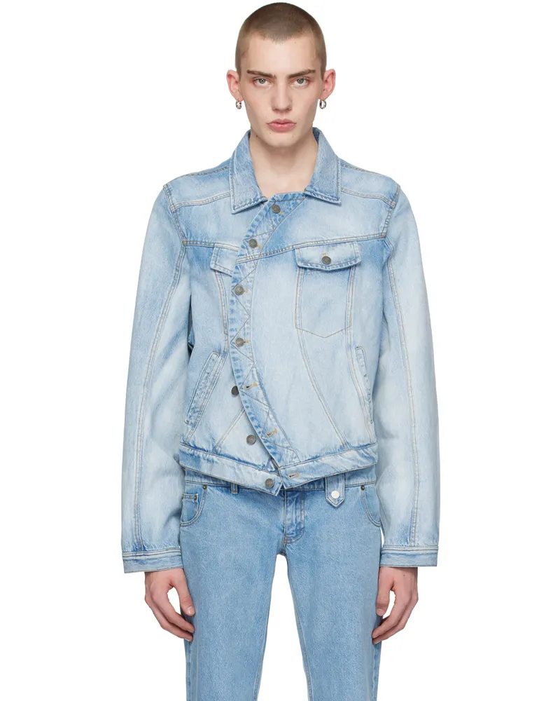 Egonlab Blue Wrapped Denim Jacket Blue