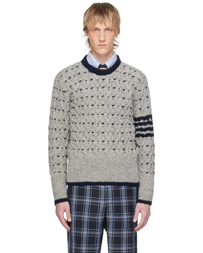 Thom Browne Gray 4-Bar Sweater 055