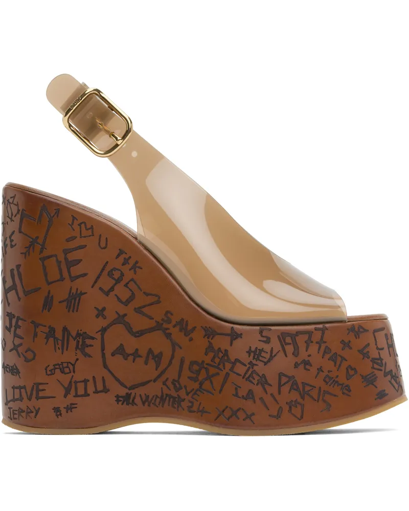 Chloé Brown Maxime Wedge Sandals 260