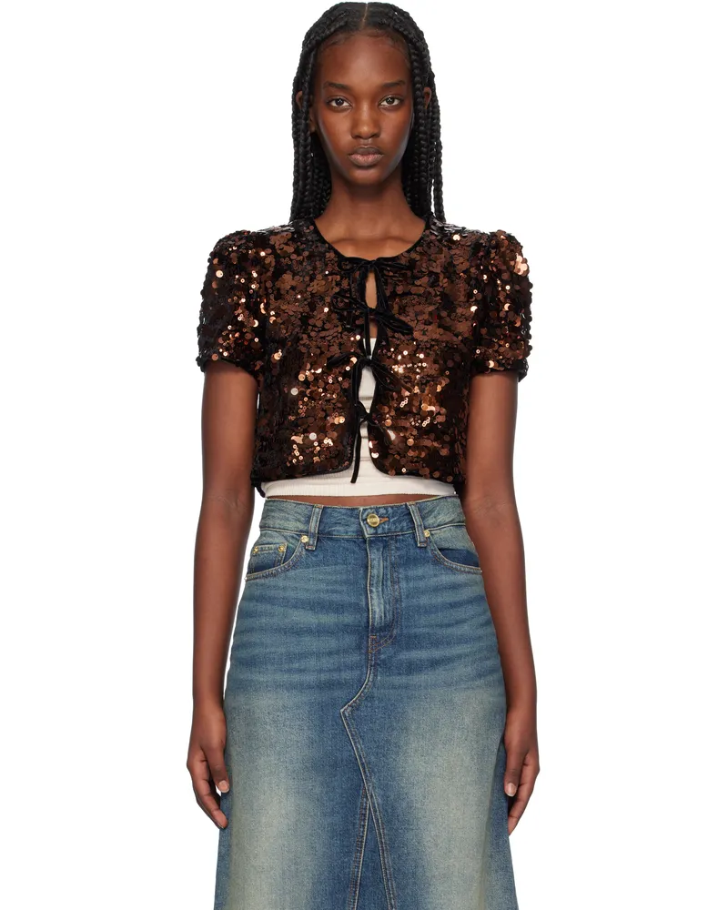 Ganni Brown Sequins Blouse 936