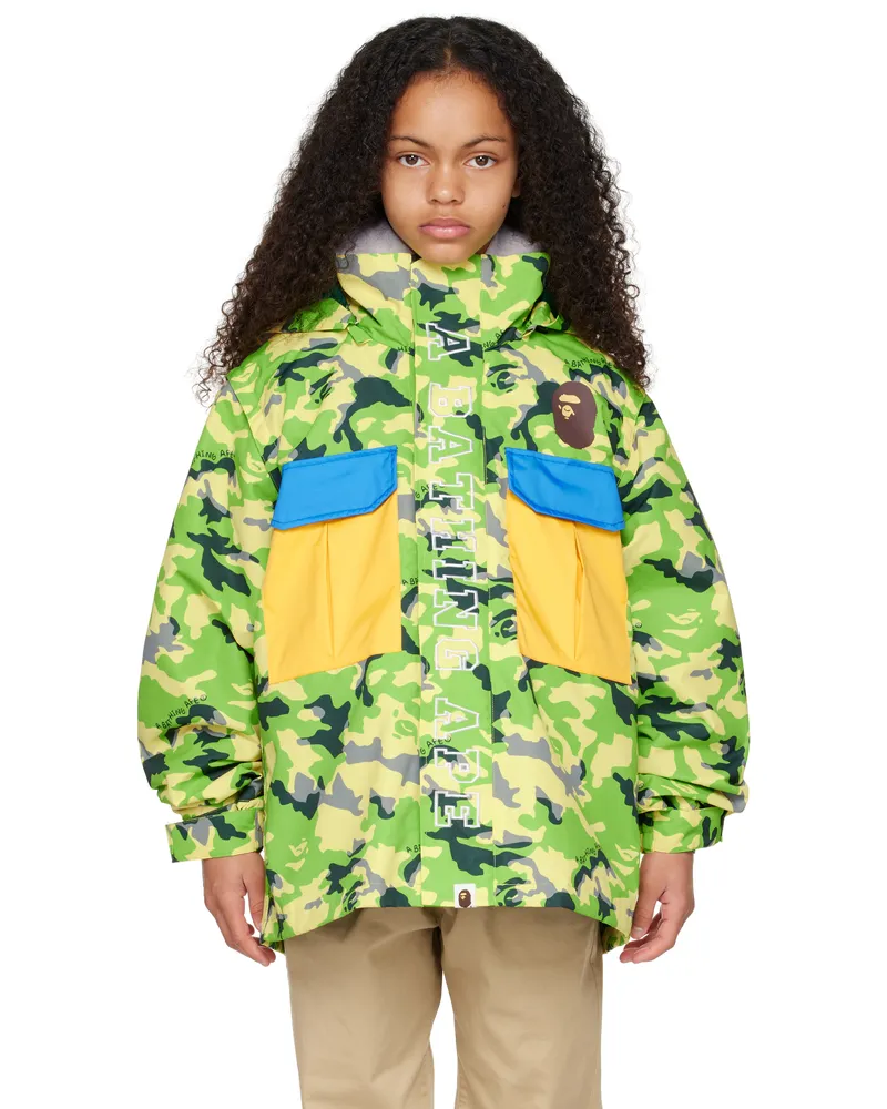 BAPE Kids Green Woodland Camo 4way Jacket Green