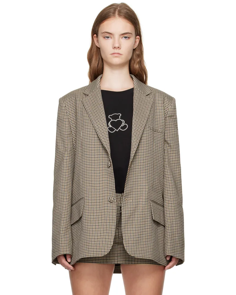 WE 11 DONE Beige Padded Shoulder Blazer Beige