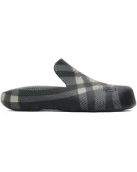 Burberry Gray Check Rubber Stingray Clogs Black