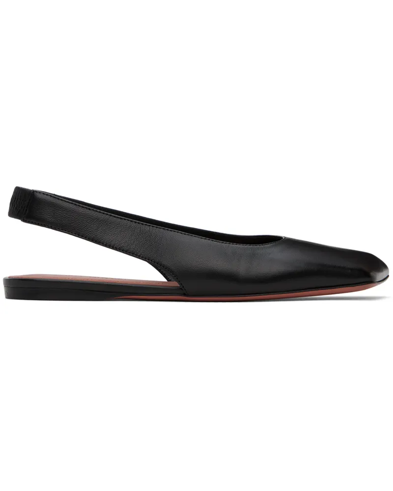 Amina Muaddi Black Ane Ballerina Flats Black