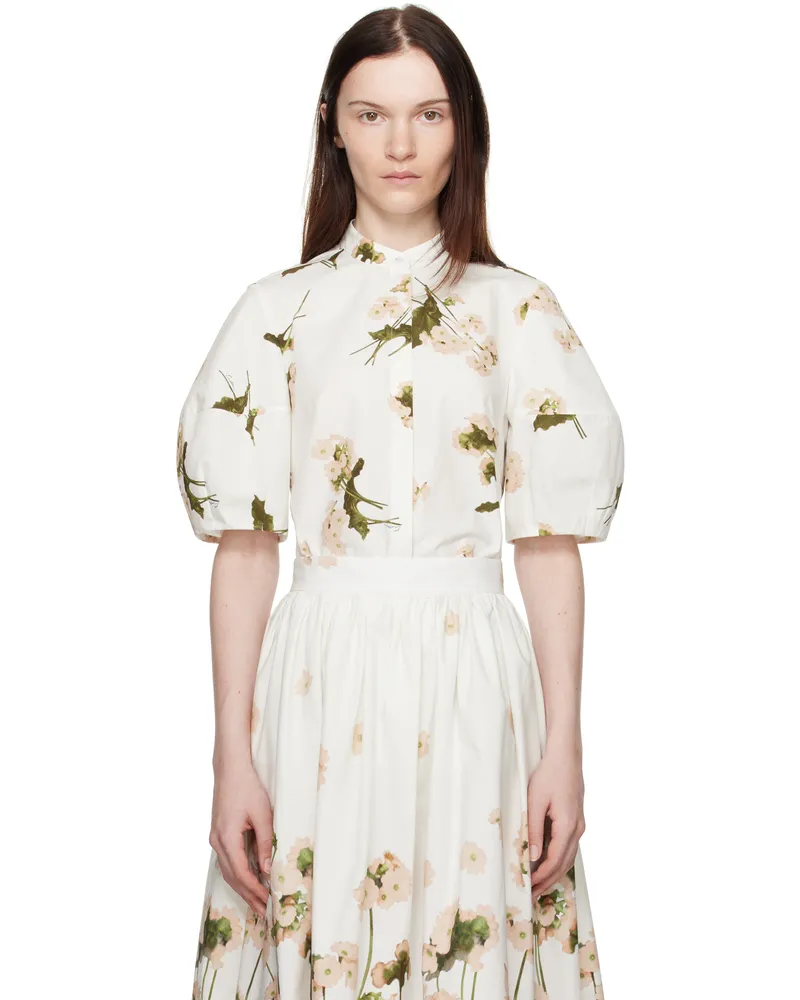 Erdem White Short Sleeve Blouse Elena