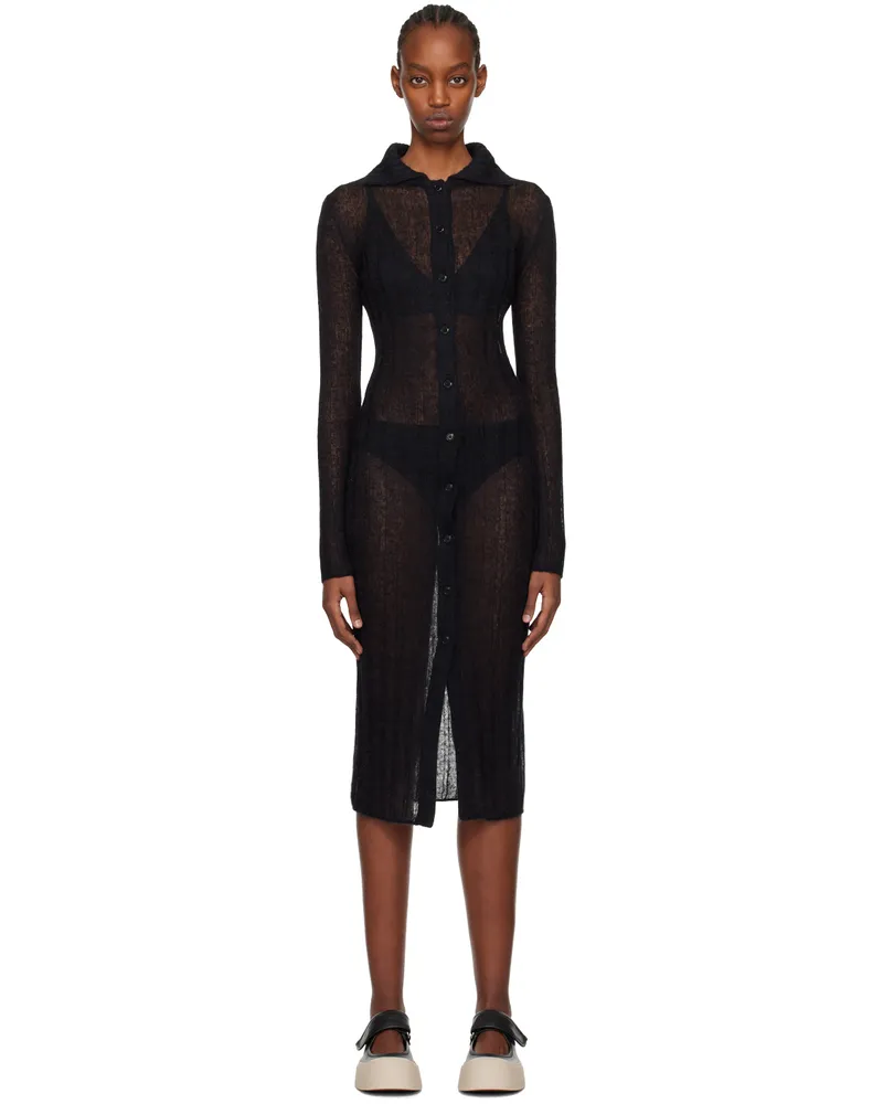 Kenzo Black Kenzo Paris Semi-Sheer Midi Dress 99j
