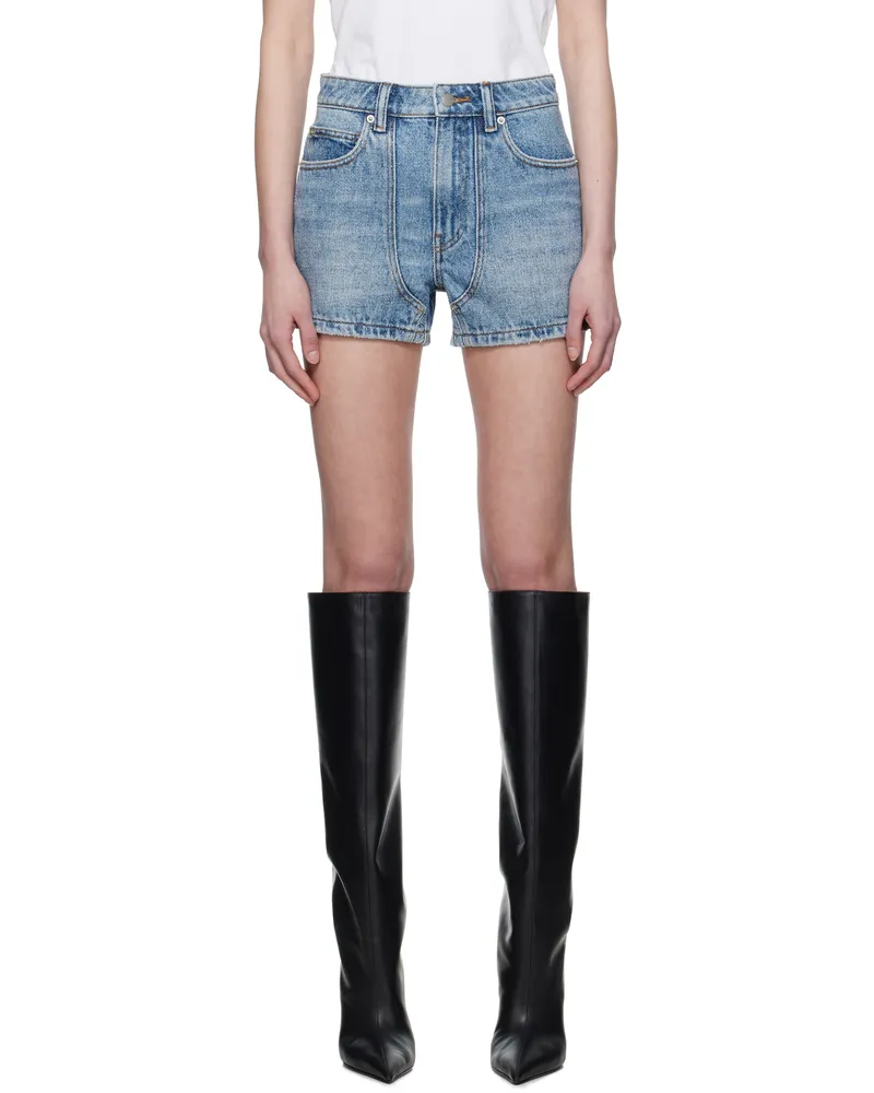 Alexander Wang Blue High-Waist Workwear Denim Shorts Classic