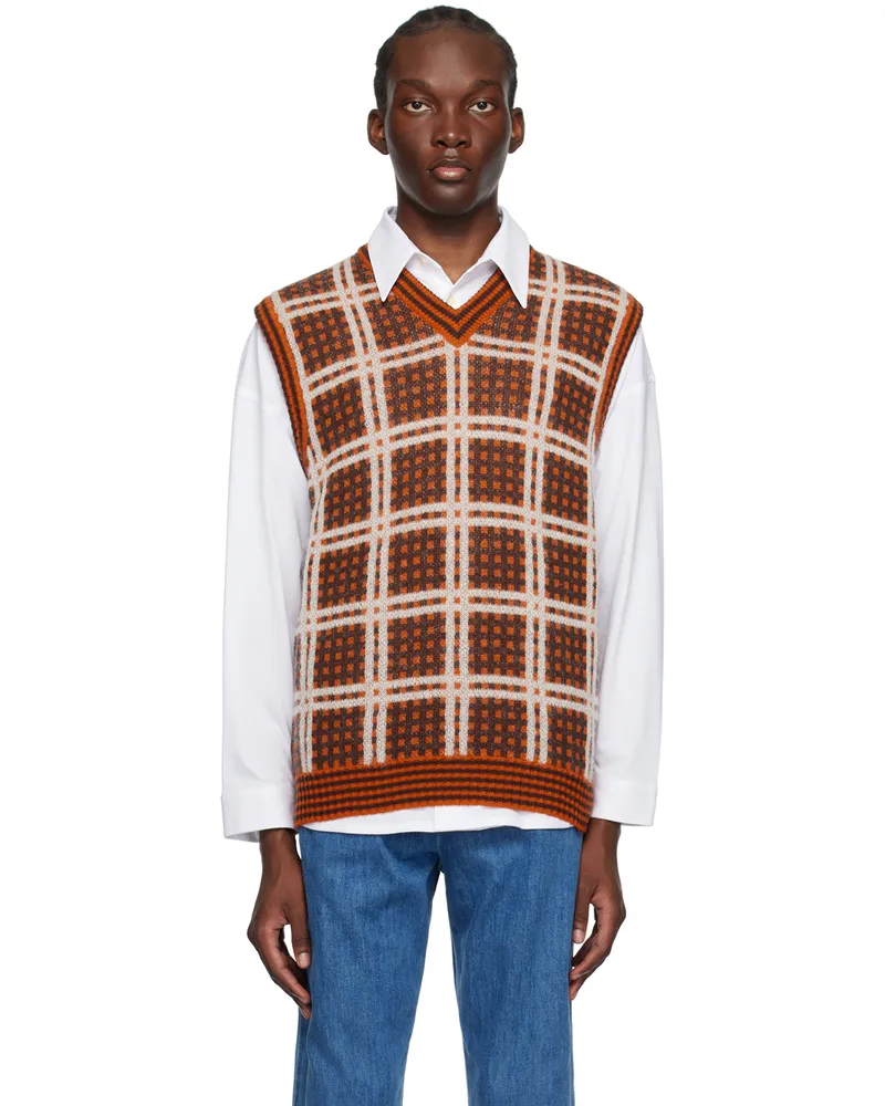 Marni Orange & Brown Plaid Vest Chr20