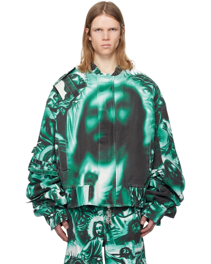 Gerrit Jacob Green Oversized Denim Jacket Green