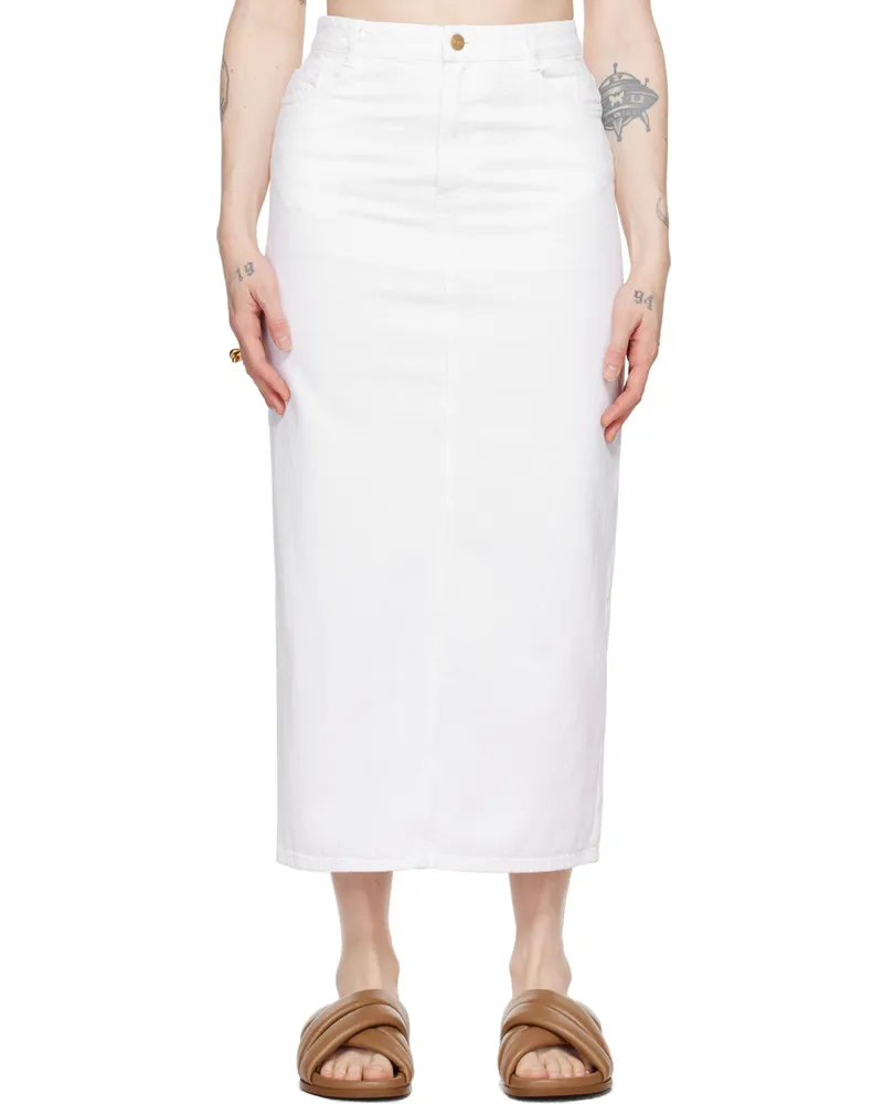 TOVE White Sera Denim Midi Skirt Ecru