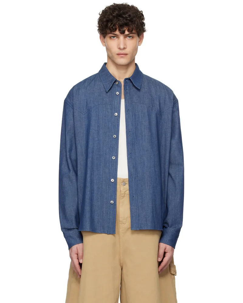 LE 17 SEPTEMBRE Blue Western Yoke Denim Shirt Blue
