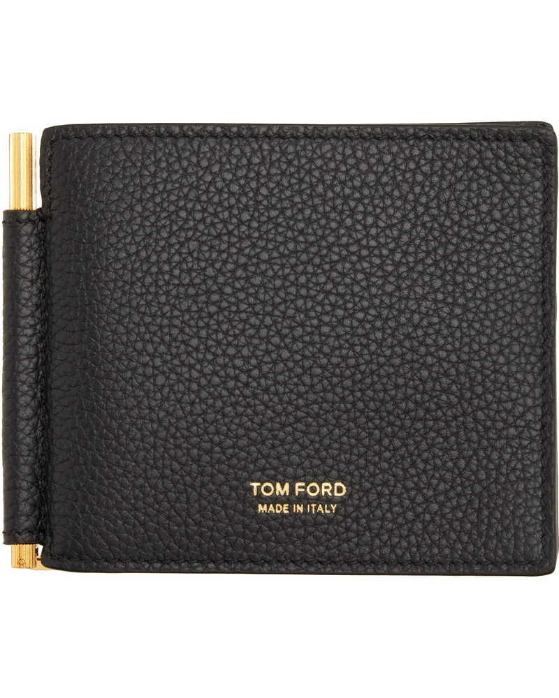 Tom Ford Black Soft Grain Leather T Line Money Clip Wallet 1n001black
