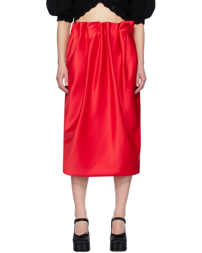 Simone Rocha Red Pleated Midi Skirt Red
