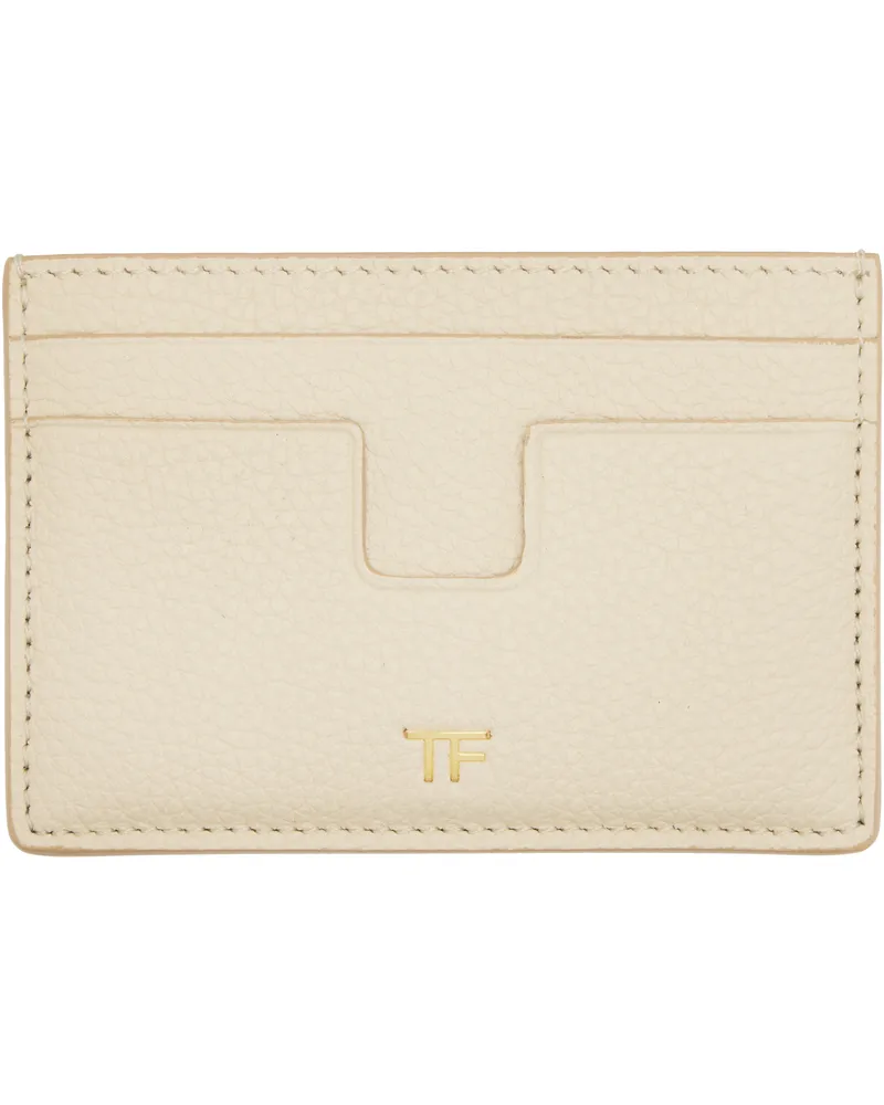 Tom Ford Beige Grain Leather Card Holder 1w018