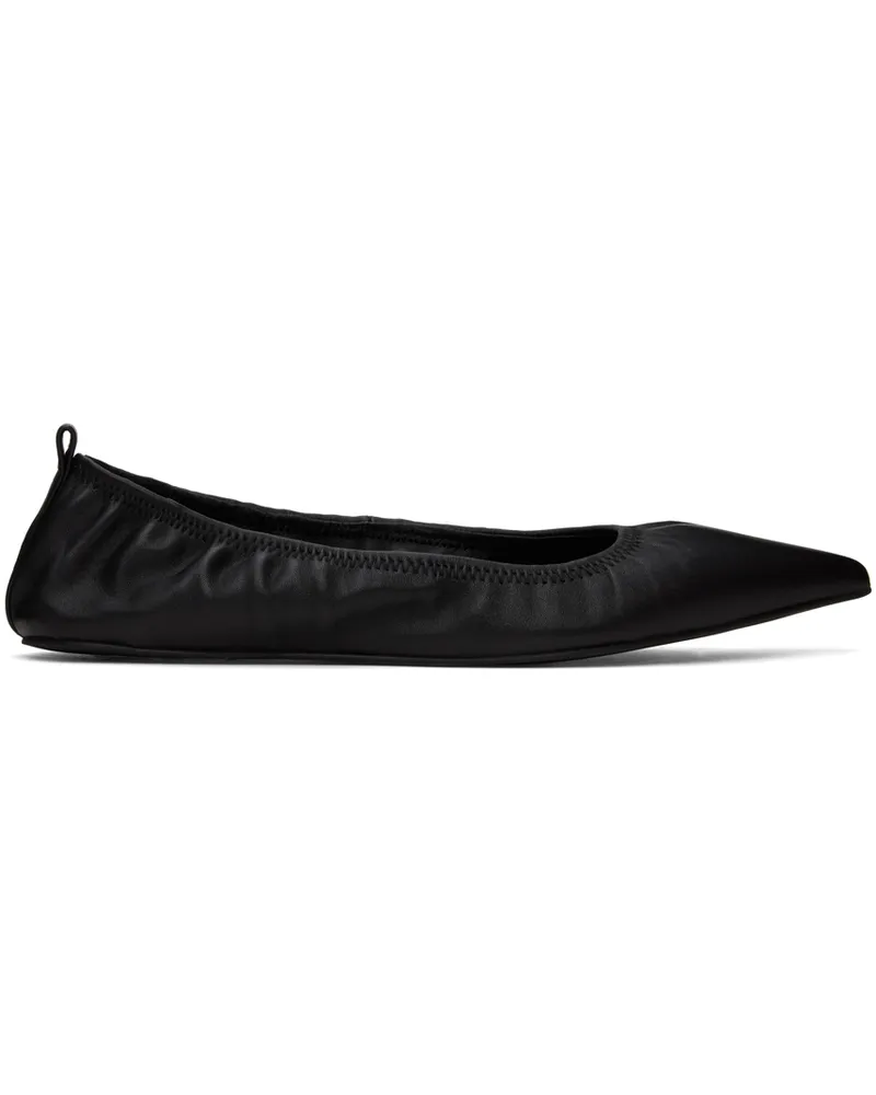 St. Agni Black Pointed Toe Ballerina Flats Black