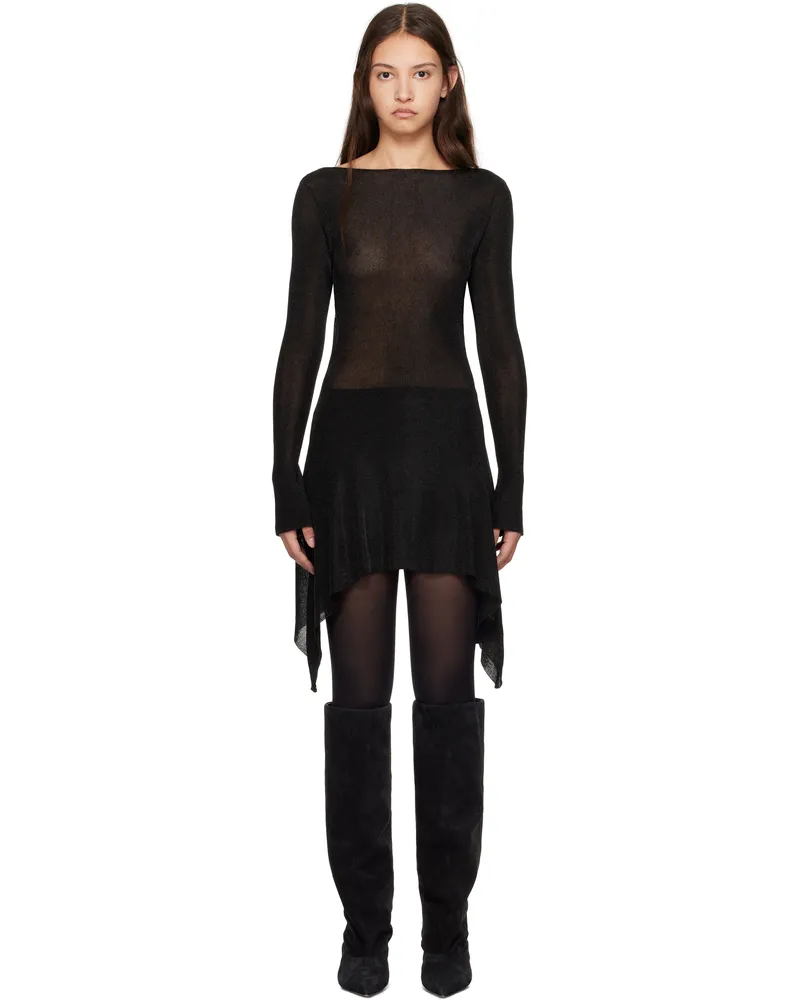 GUIZIO Black Rose Minidress Black