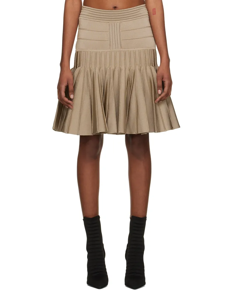 Balmain Brown Flared Miniskirt 0av