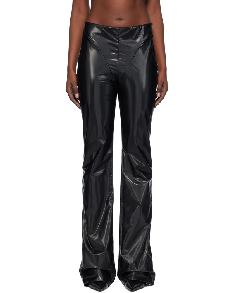 032c Black Laminated Trousers Shiny