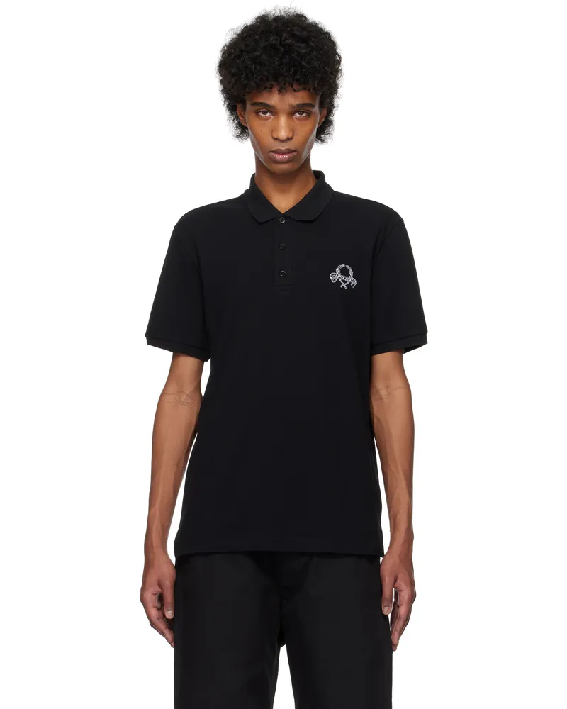 Moschino Black Laurel Crown Emblem Polo Multi