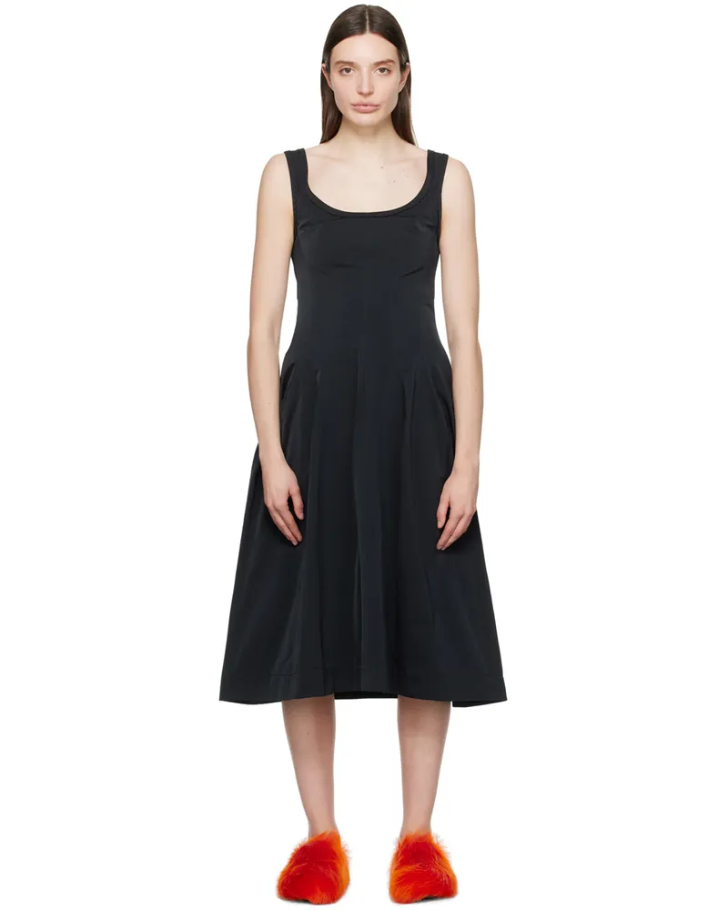 Marni Black Scoop Neck Midi Dress 00n99