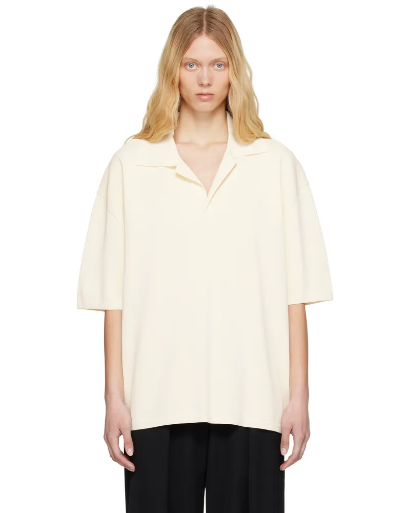 AMI Paris Off-White Short Sleeve Polo White