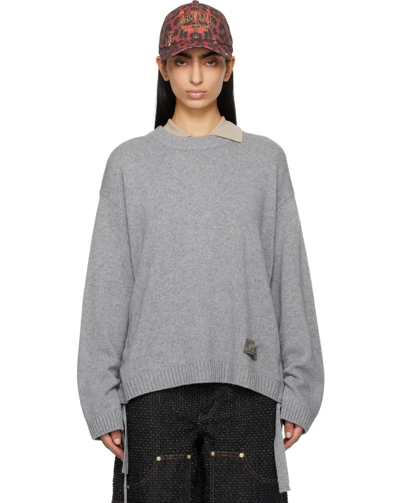 Ganni Gray Future Mixed Wool Oversized Sweater 921